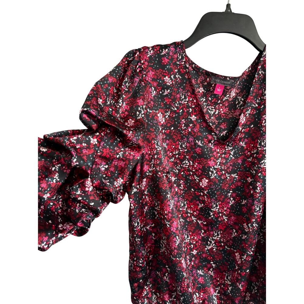 Whimsigoth Dark Romance Floral Blouse Romantic Feminine Festival Ruffle Sleeve L - Picture 3 of 6